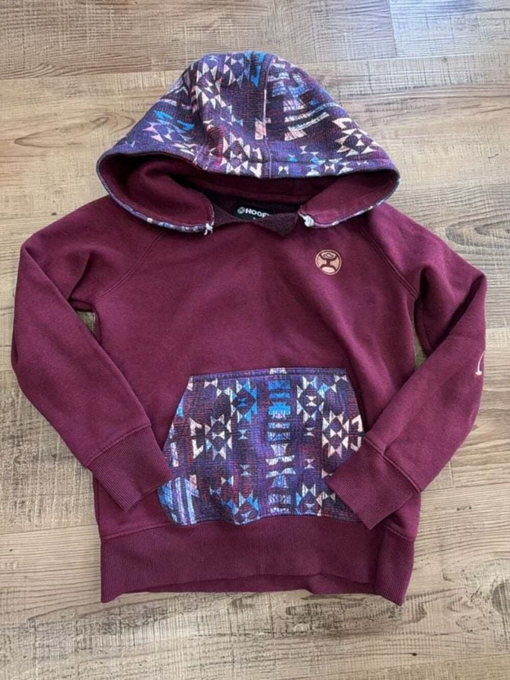 Hooey Girls Veracruz Maroon Aztec Print Pullover Hoodie Western Rodeo